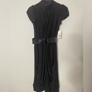 NWT Jessica Simpson Black‎ Midi Dress with Belt Size 2